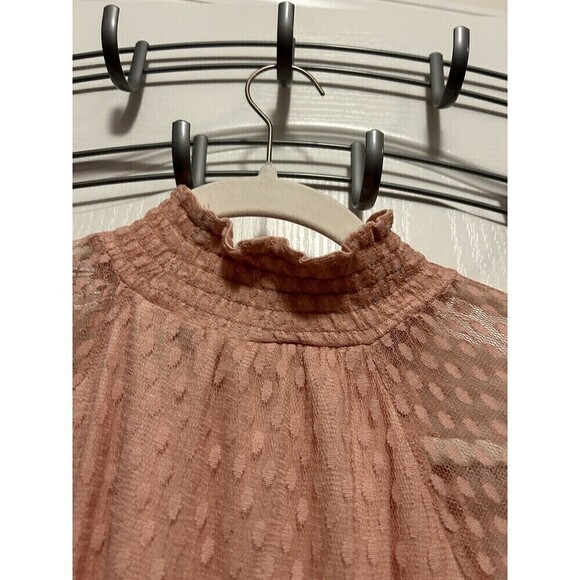 NINA LEONARD Lace Dress Trapeze Mock Neck Pink Rose Small Long Sleeve NWT Shift - Picture 5 of 16